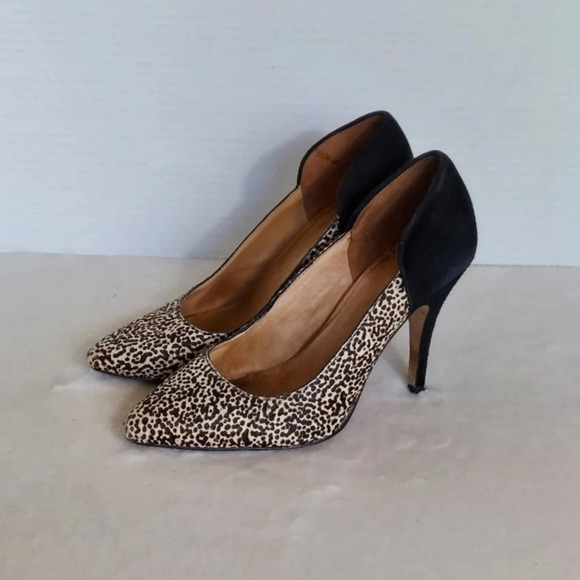 Madewell‎ Maddie Speckled Calf Hair Black Suede Pointed Toe Heels - Picture 13 of 13